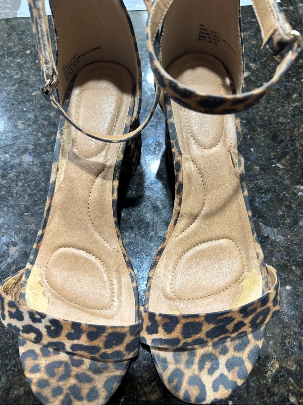 Leopard Print Ankle-Strap Women's Sandals - Tan/Black